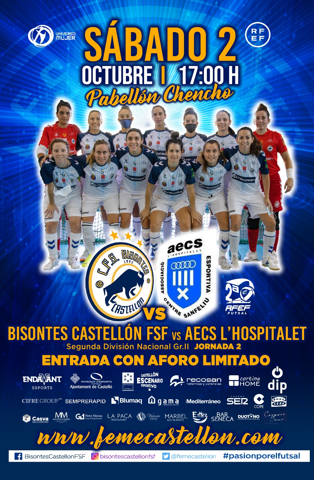 El Bisontes Castellón rebibe al AECS L’Hospitalet FS en la segunda ...